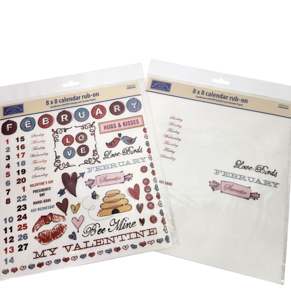Karen Foster Design 8x8 Calendar Rub-On February Love Valentine Multi-Color